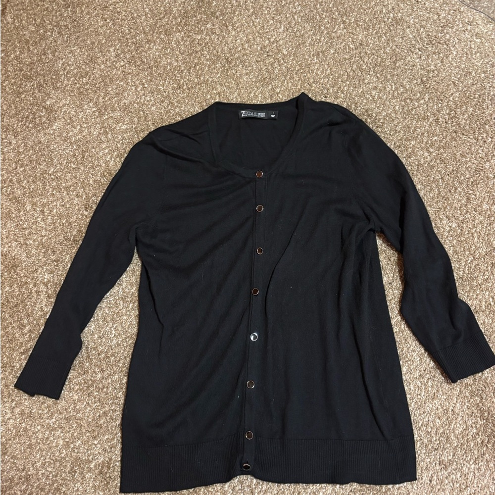 7th Avenue Design Studio Black Women's Cardigan - L
